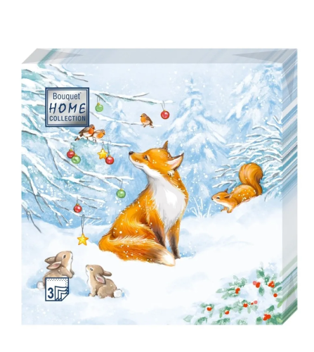 BOUQUET Home сollection салфетки столовые нг лисичка 3сл. 20шт